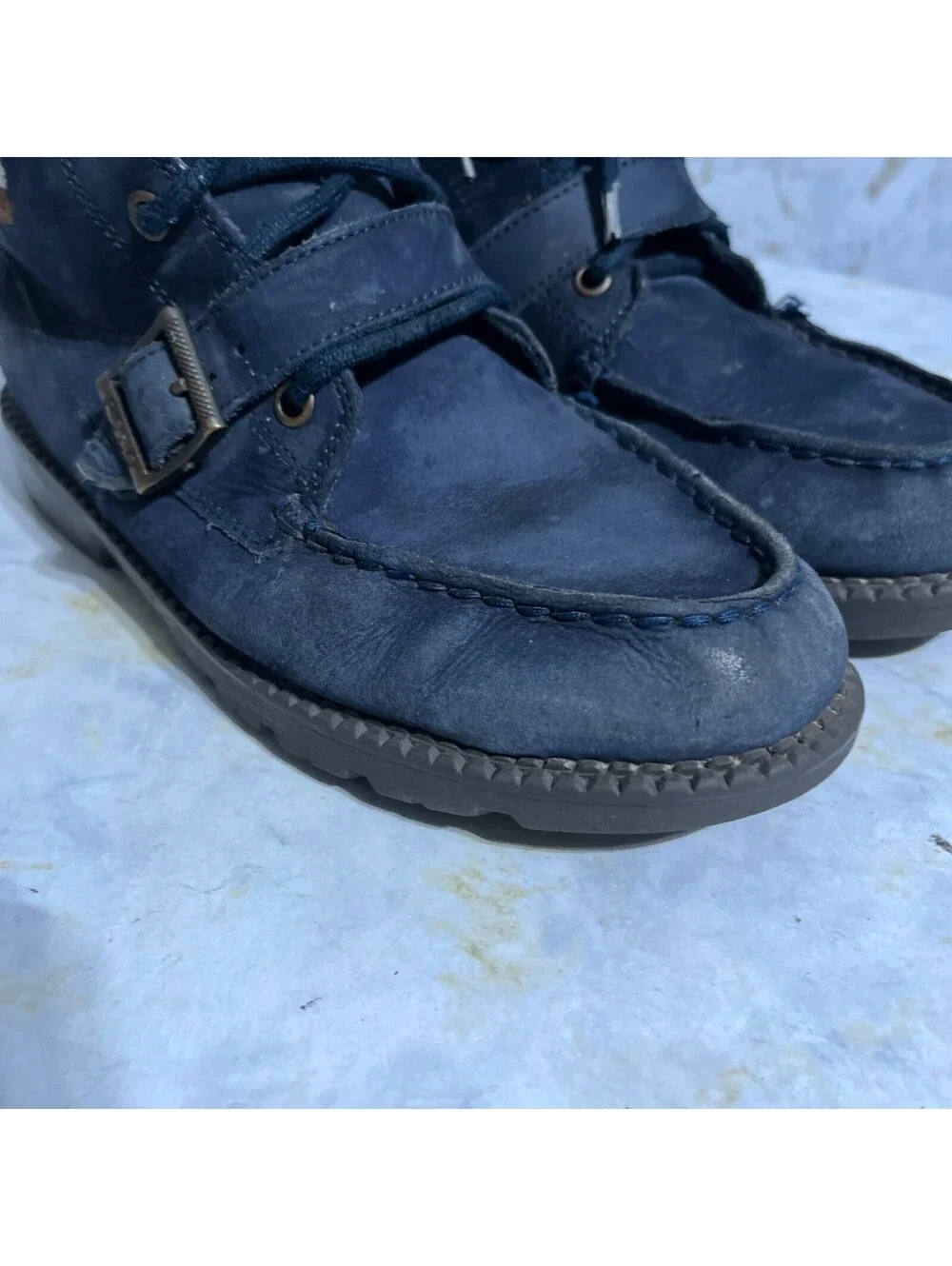 Polo Ralph Lauren Ranger Youth Kids Size 5M Shoes Blue Leather Polo Bear Boots